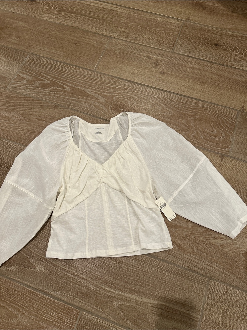 Girls' Cream Puff-Sleeve Top - Lightweight Casual Shirt